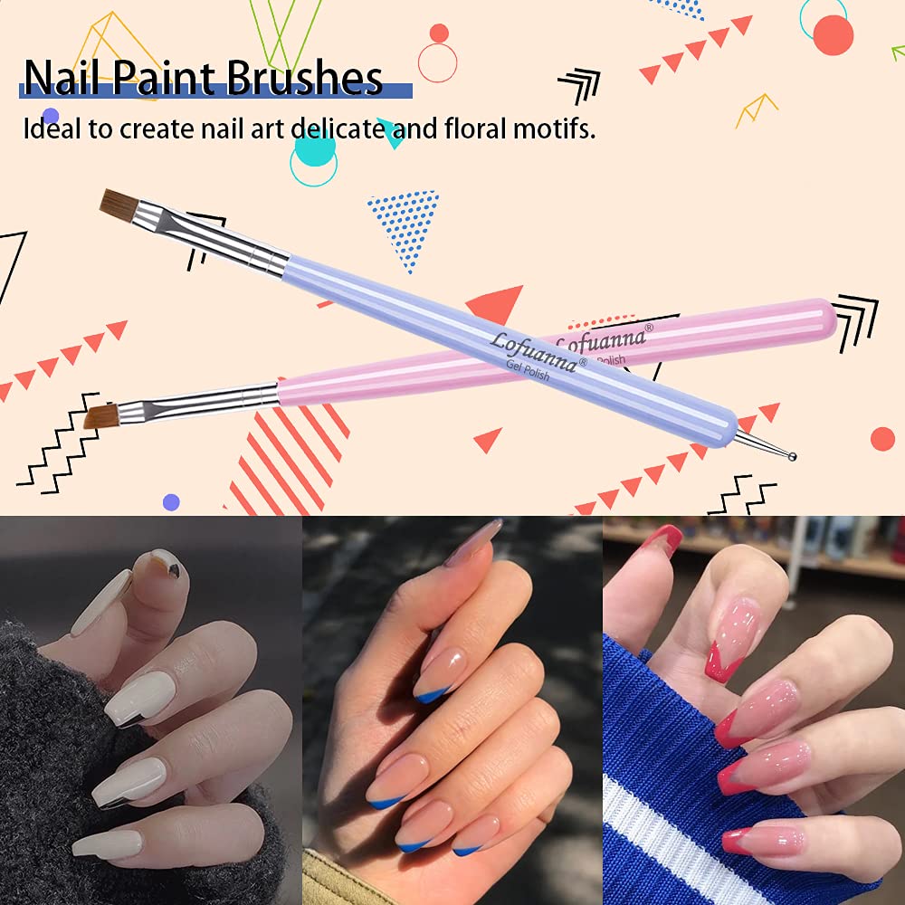 Lofuanna 6-Piece Nail Art Brush Set - Professional Acrylic Nail Brush, Nail Polish Brush, Dotting Pen for DIY Manicure & Nail Design | Perfect for Home Salon, Professional Use & Nail Art Beginners