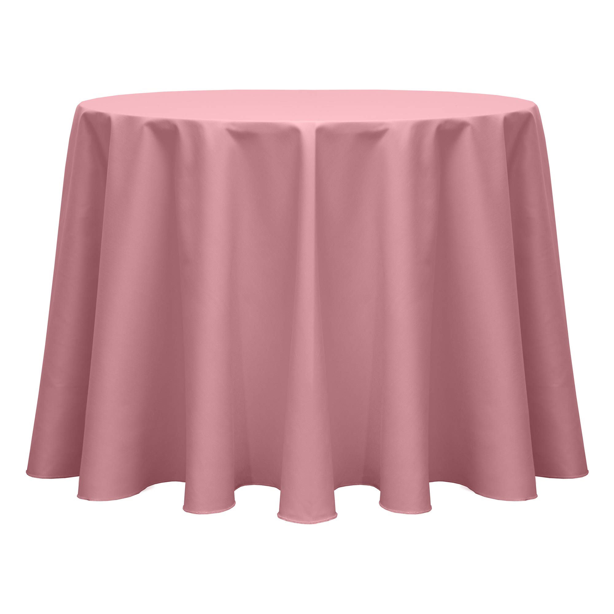 Premium 2-Pack Poly-Cotton Twill 114-Inch Round Tablecloth in Dusty Rose Pink - Elegant Dining & Event Decor for Weddings, Parties, and Formal Gatherings