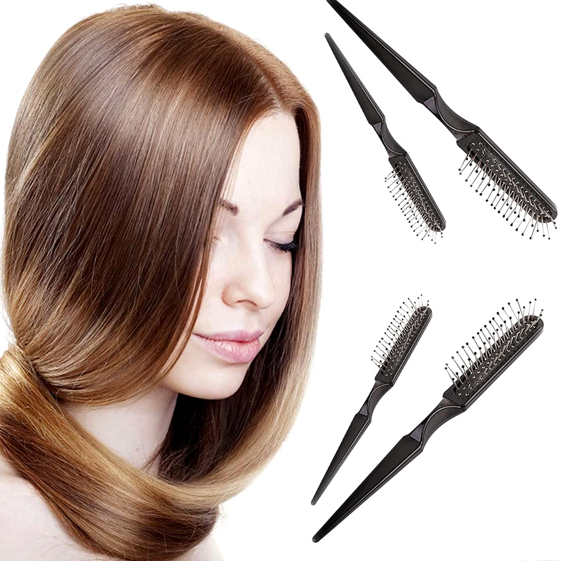 2 Pack Wig Brush & Wide Tooth Comb Set - Stainless Steel Detangling Brush for Hair Extensions, Weaves, Toupees & Synthetic Wigs - Gentle Styling & Detangling Tool for Natural & Artificial Hair - Perfect for Daily Hair Care, Salon Use & Travel