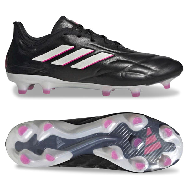 adidas Copa Pure.1 FG Firm Ground Soccer Cleats for Men - Black/Zero Metallic/Shock Pink | Lightweight Football Shoes for Professional Matches & Training Sessions