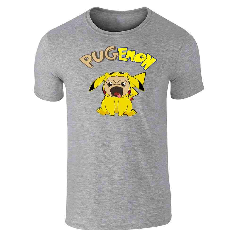 Pop Threads Pugemon Cute Pug Dog Funny Graphic T-Shirt for Men - Casual Wear, Gifts for Dog Lovers, Anime & Gaming Fans