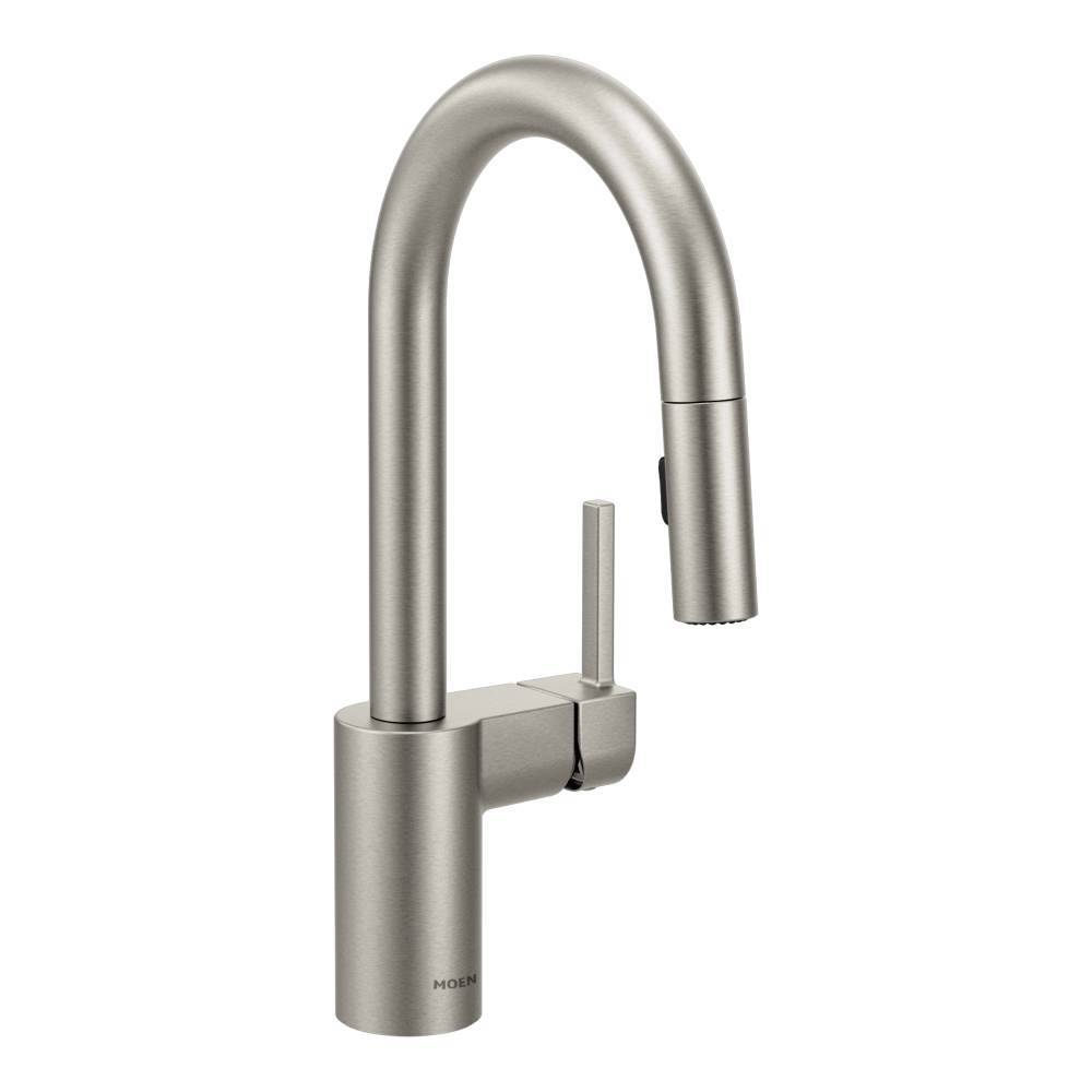 Moen 5965SRS Spot Resist Stainless Steel Align Bar Faucet with Pulldown Spray - Perfect for Kitchen Sink, Bar, and Wet Bar Installations