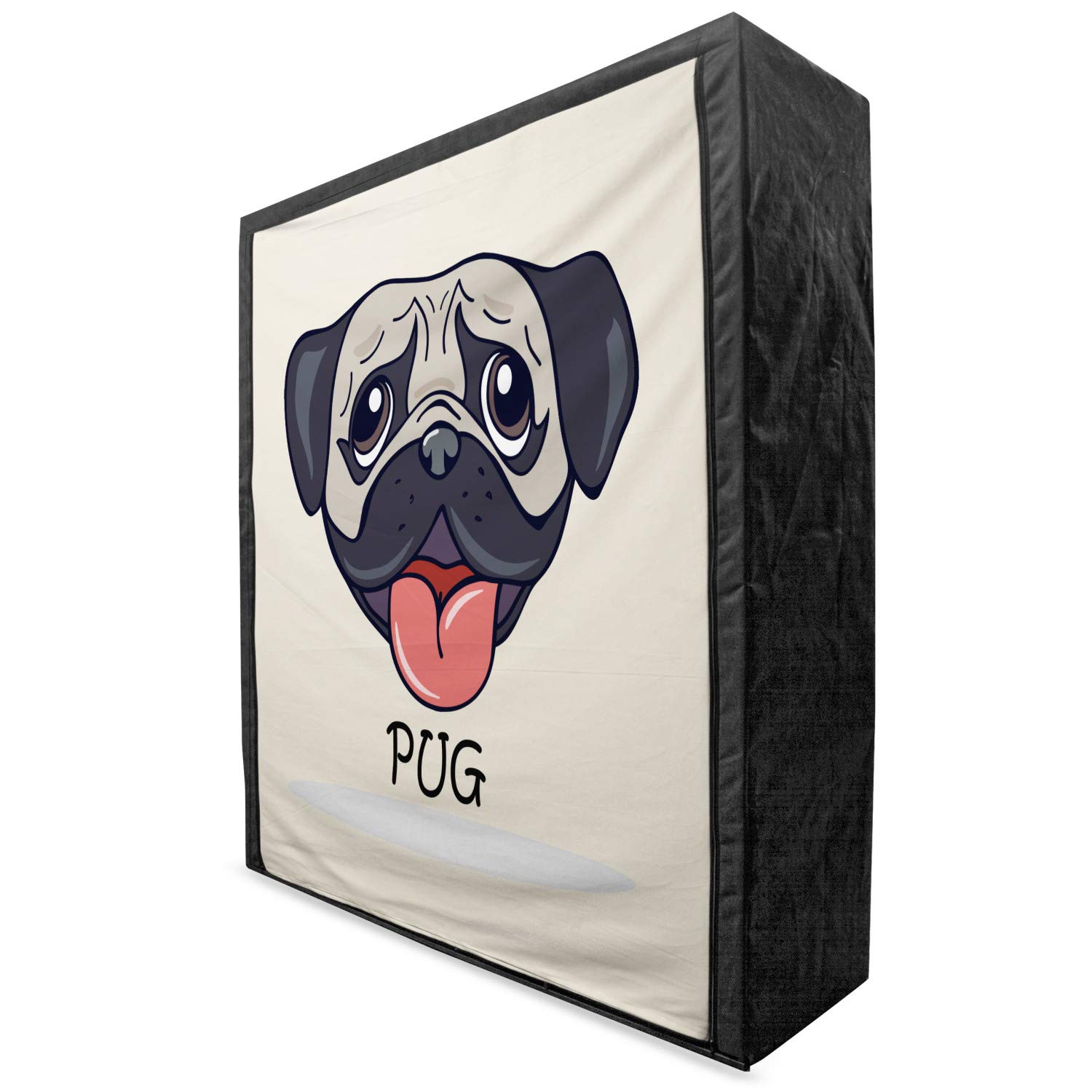 Ambesonne Pug Portable Fabric Wardrobe - Cartoon Dog Clothing Organizer with Shelves, 59