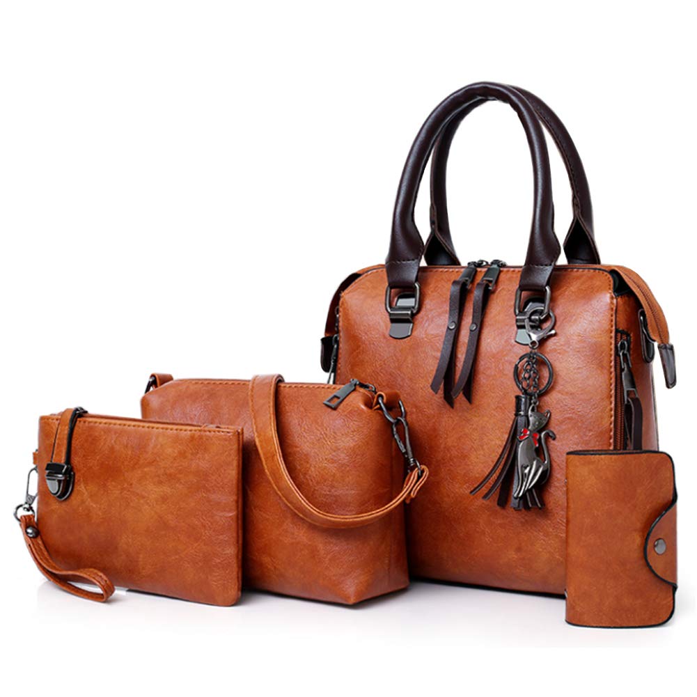 Segater® Women's Fashion Handbag Set - Faux Leather Tote, Shoulder Bag, Purse & Card Holder (4-Piece) | Perfect for Work, Travel & Everyday Use