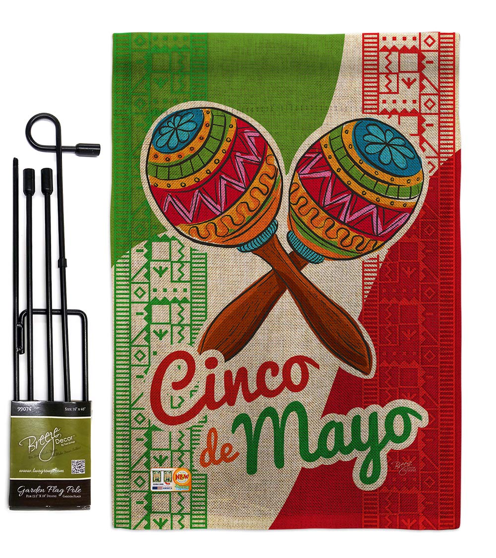 Mexican Fiesta Maracas & Cactus Flag Set - Double-Sided Outdoor Decor for Cinco de Mayo Parties