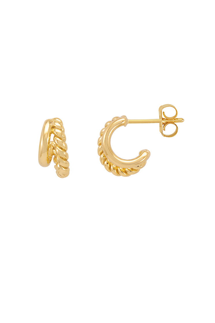 Elegant Plain and Twist Double Hoop Earrings for Women - Gold & Silver Fashion Jewelry - Perfect for Parties, Weddings & Everyday Wear