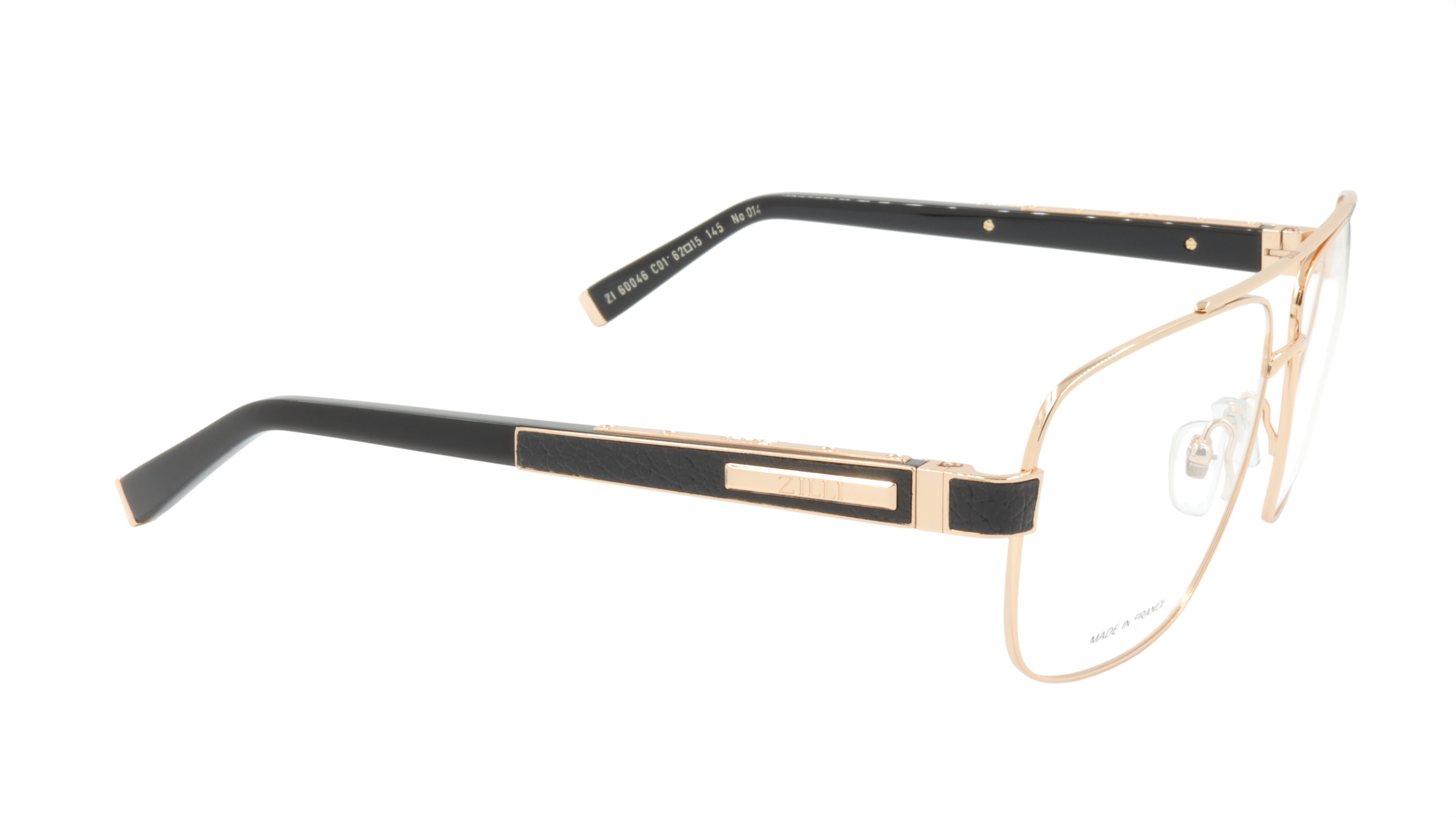 Premium ZILLI Eyeglasses Frame - Titanium & Acetate Leather Combination - Handcrafted in France (Model ZI 60046 C01) - Perfect for Business Meetings & Luxury Fashion Events