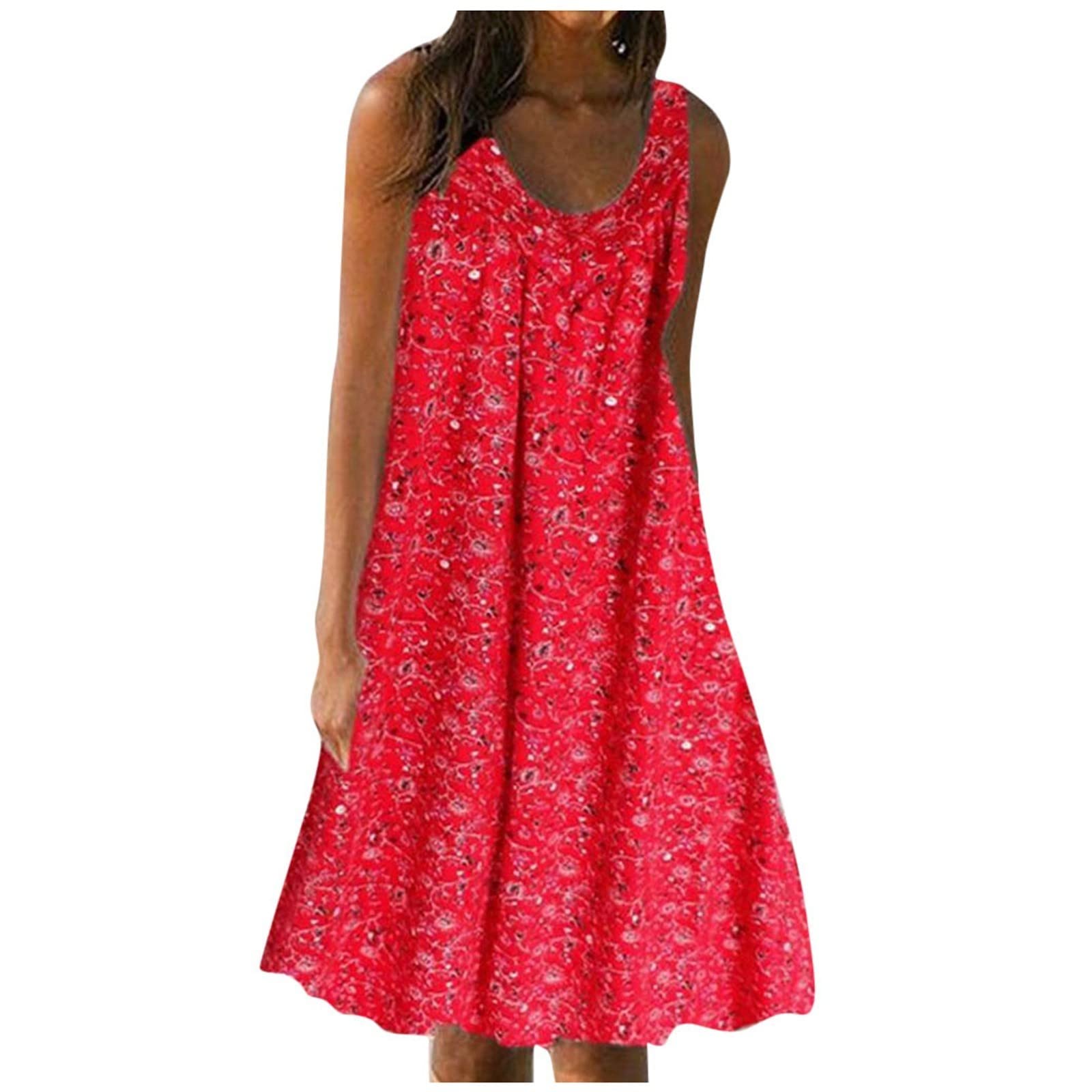 Women's Plus Size Casual Sleeveless Floral Print Beach Dress - Summer Vacation, Pool Party & Tropical Getaway Outfit
