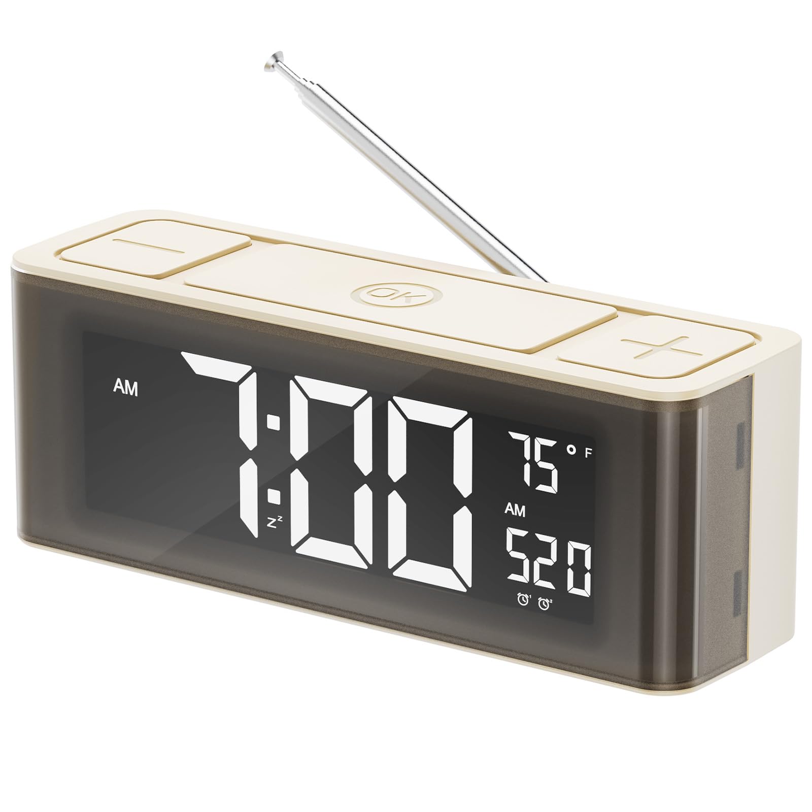 I·CODE Digital Alarm Clock Radio with AM/FM, Auto-On Timer, Dual Alarm, Snooze, Temperature Display & Loud Speaker - Large LED Display with Easy-Set Buttons for Bedroom, Office or Travel Use