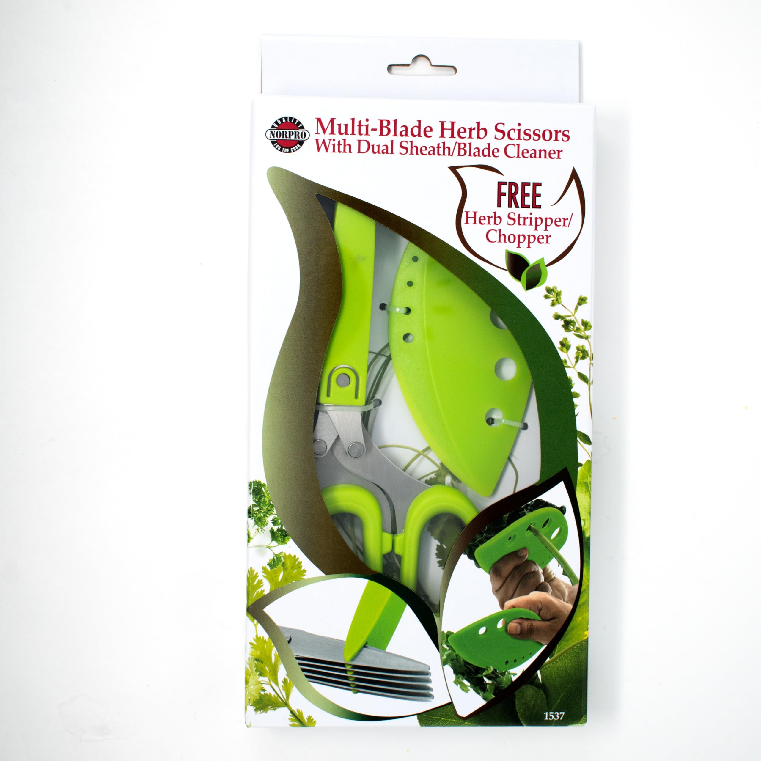 Norpro 8-inch Multi Blade Herb Scissors with Blade Cleaner - Green Kitchen Shears for Fresh Herbs, Parsley, Basil, Cilantro - Perfect for Cooking, Salad Prep & Garnishing