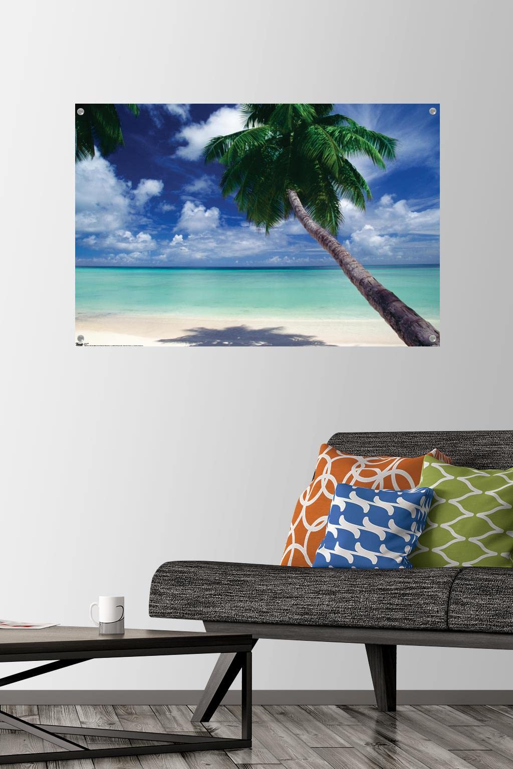 Stunning Beach View Wall Poster with Push Pins - Perfect for Home, Office & Dorm Decor - Coastal Themed Wall Art for Living Room, Bedroom or Workspace