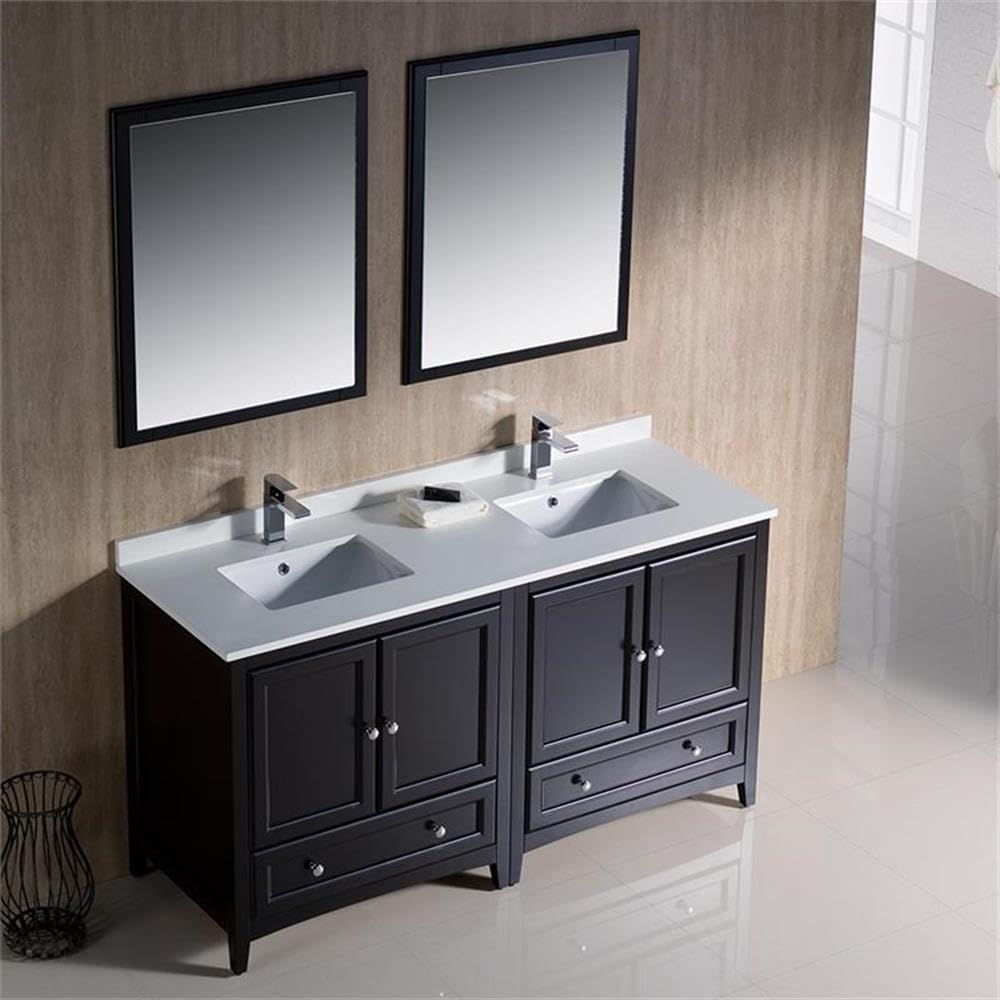 Fresca Bath FVN20-3030ES 60-Inch Oxford Double Vanity Sink in Espresso Finish - Perfect for Modern Bathroom Renovations and Master Suite Upgrades