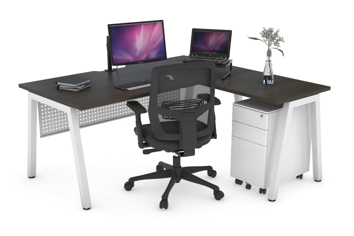 Quadro A Legs L-Shaped Corner Office Desk - 1800L x 1550W with Cable Management | Modern Home Office & Gaming Desk for Small Spaces
