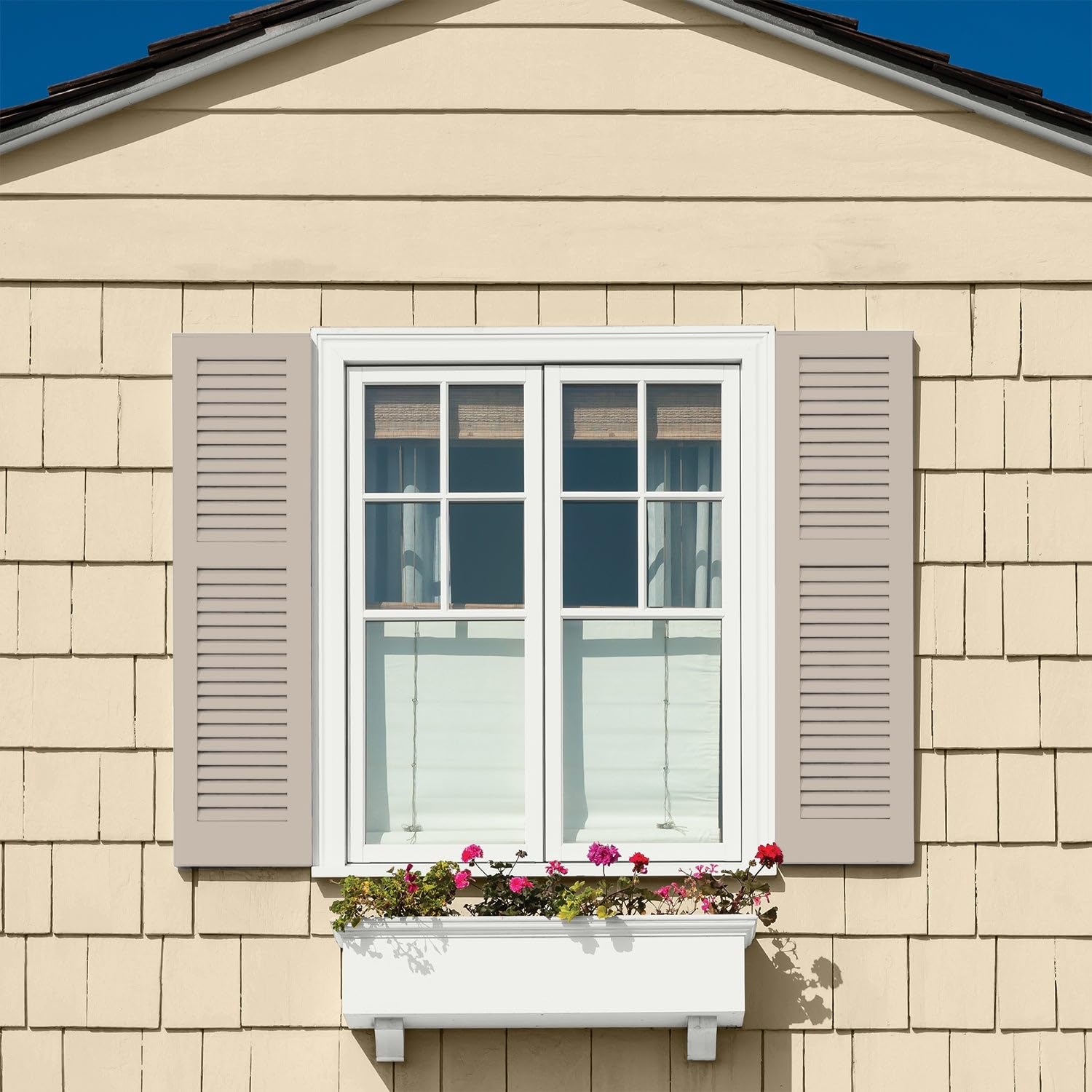 Glidden Exterior Paint + Primer in Greige/Legendary - One Coat Satin Finish, 5-Gallon Bucket - Perfect for House Siding, Fences & Outdoor Projects