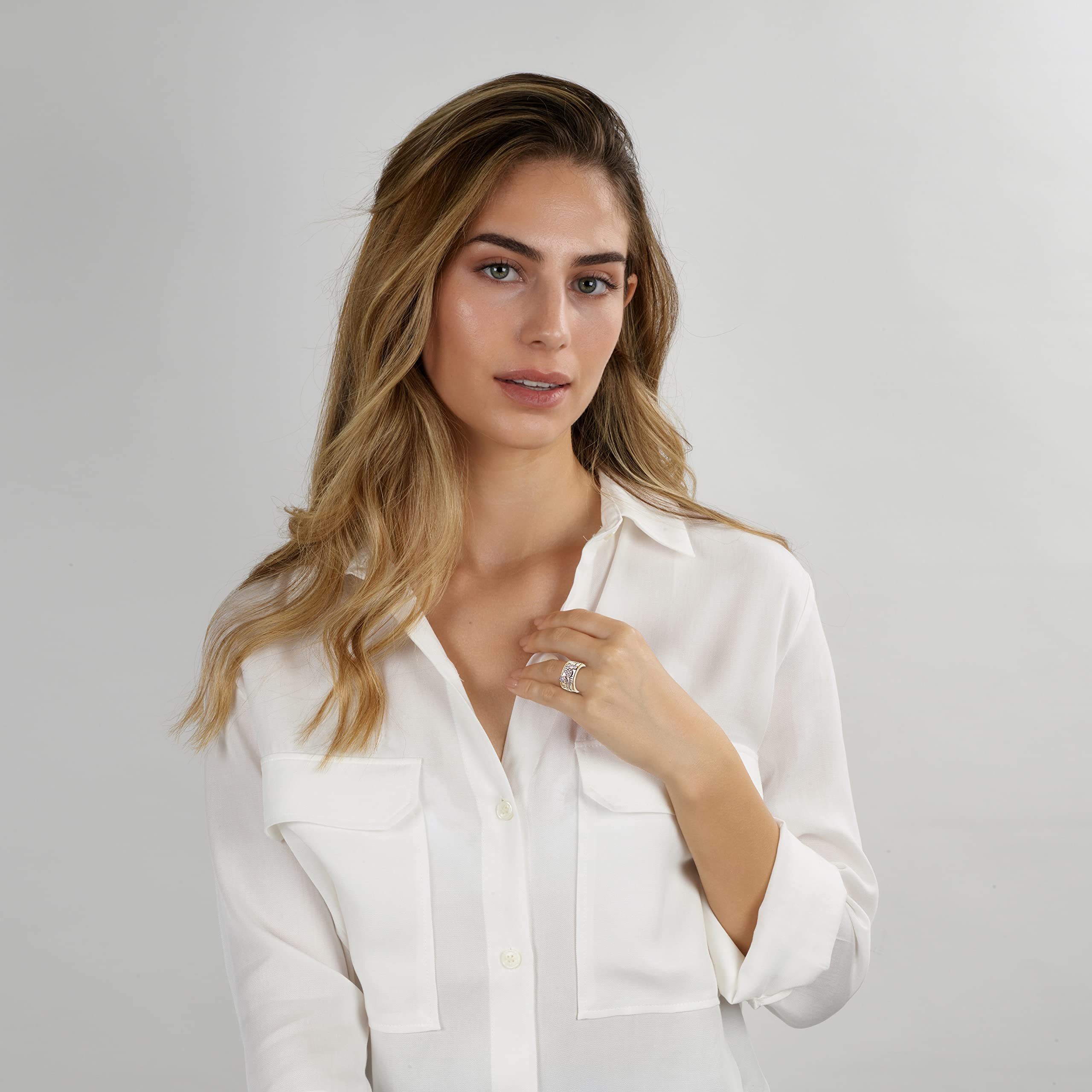 925 Sterling Silver Spinner Rings with 9k Gold Star of David - Pomegranate Shema Ring, Song of Solomon My Beloved Ring, This Too Shall Pass Jewish Jewelry - Kabbalah Bible Blessing Spiritual Gifts for Women - Perfect for Hanukkah, Bat Mitzvah & Holy Land Souvenirs