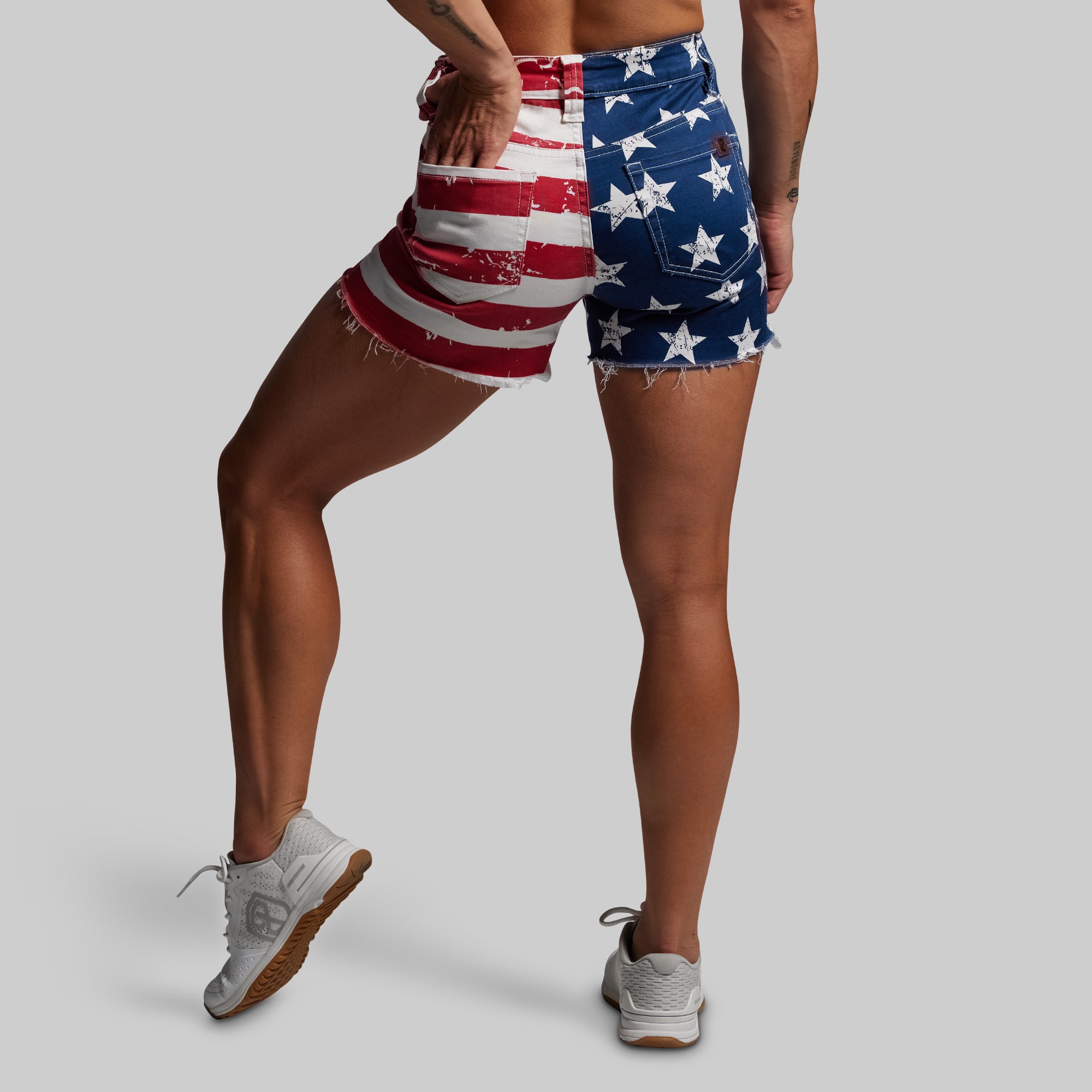 FLEX Stretchy Jean Shorts - American Flag Denim Shorts for Women | Comfortable & Stylish Casual Wear for Summer, Beach, BBQ & Outdoor Activities