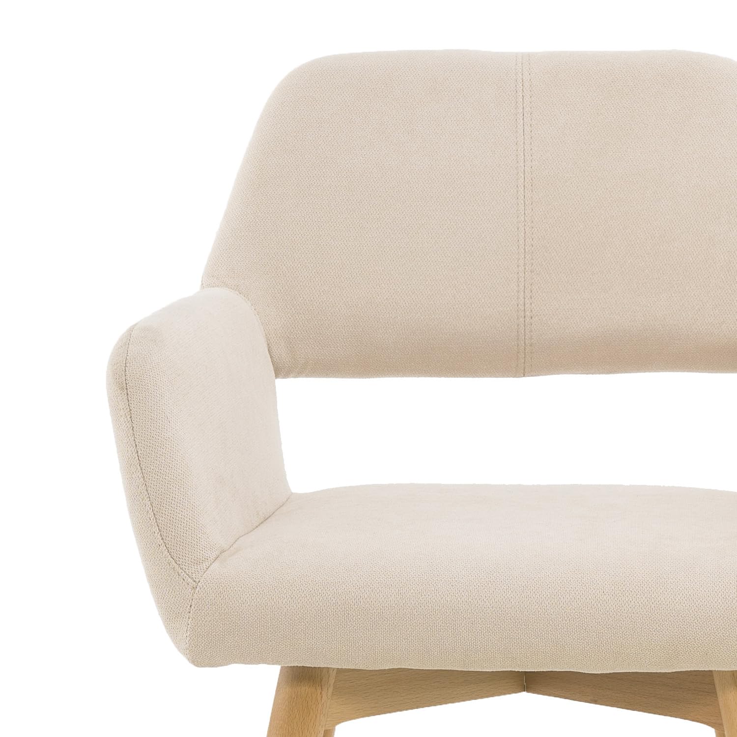 Mid Century Modern Dining Chairs Set of 6, 4 & 2 - Upholstered Accent Chairs for Kitchen, Dining Room, Living Room, Bedroom, Home Office & Waiting Room - Comfortable Arm Desk Chair Without Wheels (Beige, 6 Pack) - Perfect for Entertaining Guests, Family Dinners & Home Decor