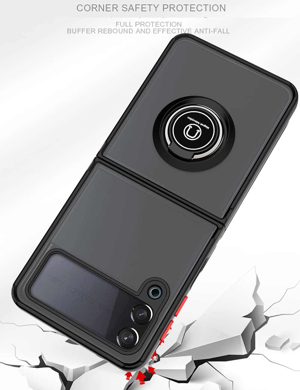 Samsung Galaxy Z Flip 3 5G Case (2021) - 360° Rotating Ring Kickstand, Shockproof Protective Bumper Cover | Perfect for Everyday Use, Travel & Outdoor Activities