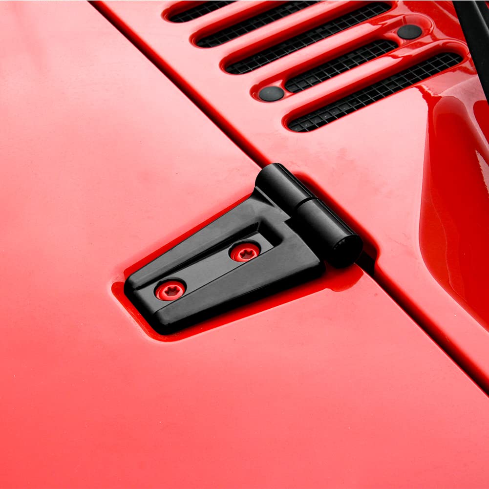JeCar Hood Hinge Trim Covers for Jeep Wrangler JK & Unlimited (2007-2018) - Black Exterior Accessories | Fits Sport, Sahara, Rubicon Models | Durable Protection & Stylish Upgrade for Off-Road Adventures