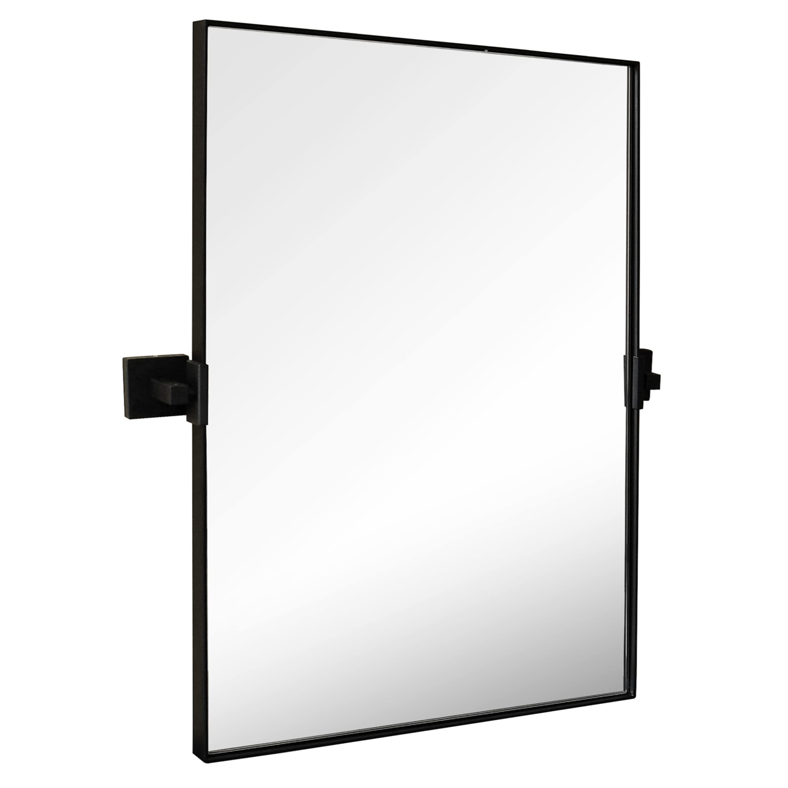 Hamilton Hills 16x24 Inch Matte Black Metal Framed Rectangular Wall Mirror - Beveled Edge Vanity Mirror with Hinges & Brackets Included - Perfect for Bedroom, Bathroom, Entryway & Home Decor