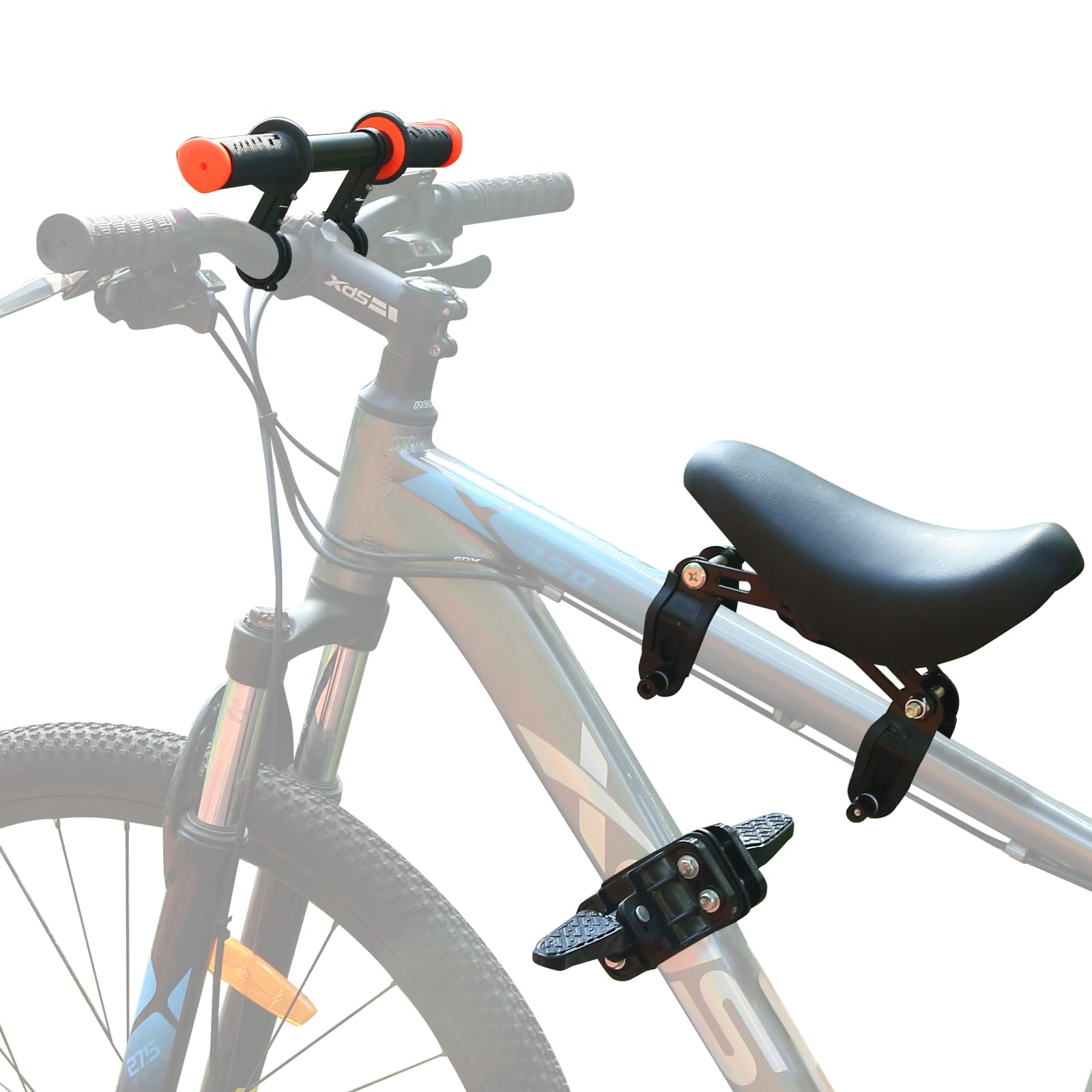 Front Mount Kids Bike Seat - Detachable Handlebar Child Bicycle Seat with Foot Pedals for Toddlers 2-5 Years | Compatible with All Adult Mountain Bikes | Perfect for Family Cycling & Outdoor Adventures