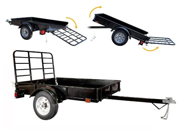 DK2 MMT4X6 1295 lbs Capacity 4 ft x 6 ft Flatbed Trailer - Heavy Duty Utility Trailer for Hauling, Construction & Farm Use