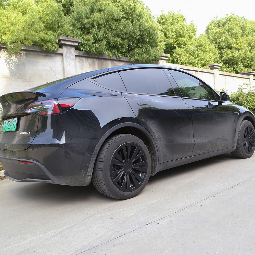 EVBASE 19 Inch Tesla Model Y Turbine Wheel Covers - 4PCS Matte Black Sport Rims for Model X Version | Enhance Style & Protect Alloy Wheels | Perfect for Daily Commuting & Road Trips