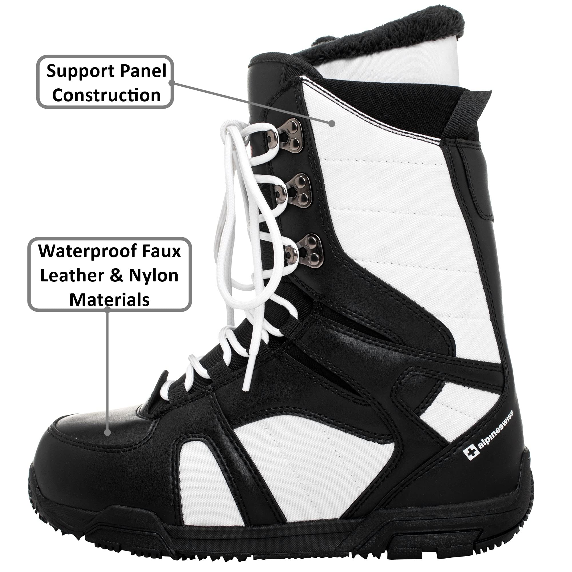 Alpine Swiss Men's Snowboard Boots - Waterproof Winter Snow Boots for Men - Warm & Durable for Skiing, Snowboarding & Outdoor Winter Activities
