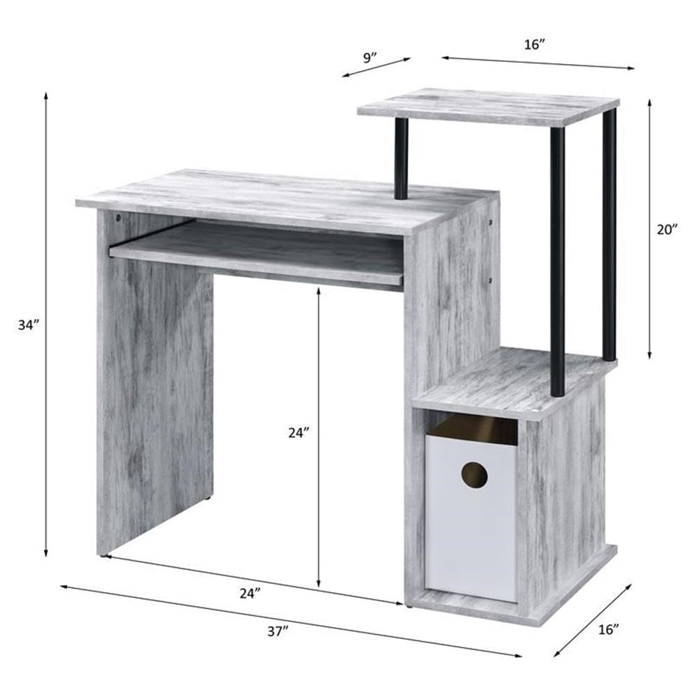 Acme Lyphre Solid Wood Computer Desk - Antique White & Black Home Office Desk for Work & Study | Perfect for Small Spaces, Remote Work & Gaming Setup