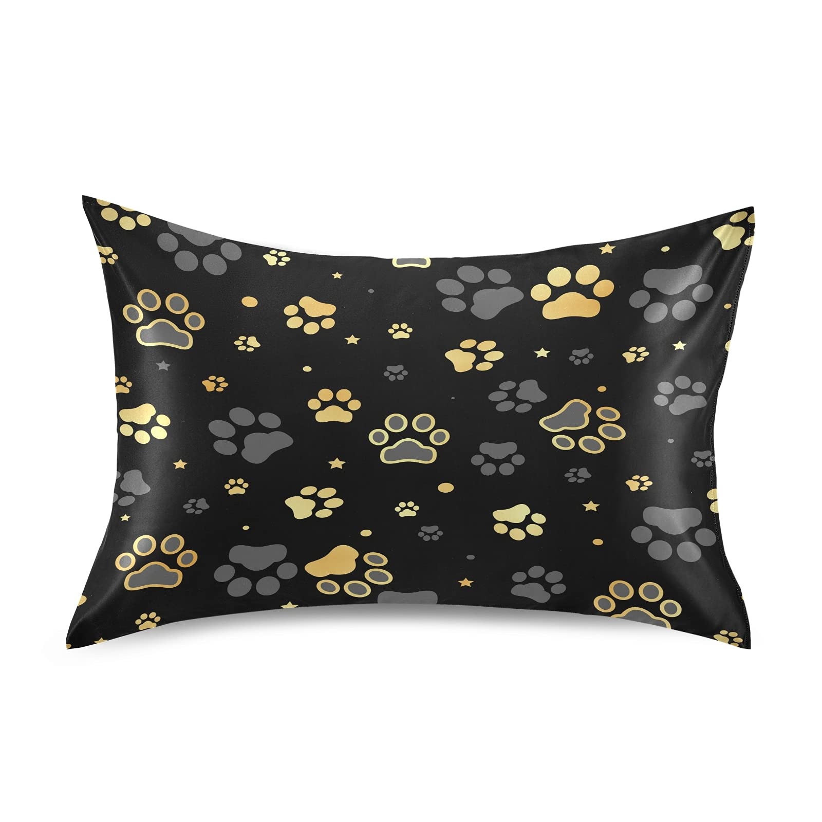 Silk Satin Pillowcase 20x40 - Soft Paw Print for Hair & Skin Care - King Size for Bed & Sofa