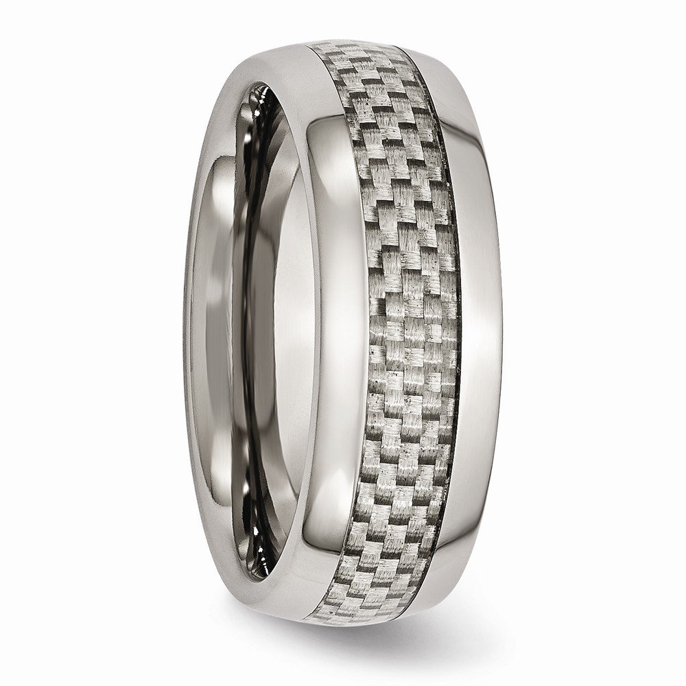 8mm Solid Titanium Grey Carbon Fiber Inlay Men's Wedding Band Ring - Perfect for Engagements, Anniversaries & Special Occasions