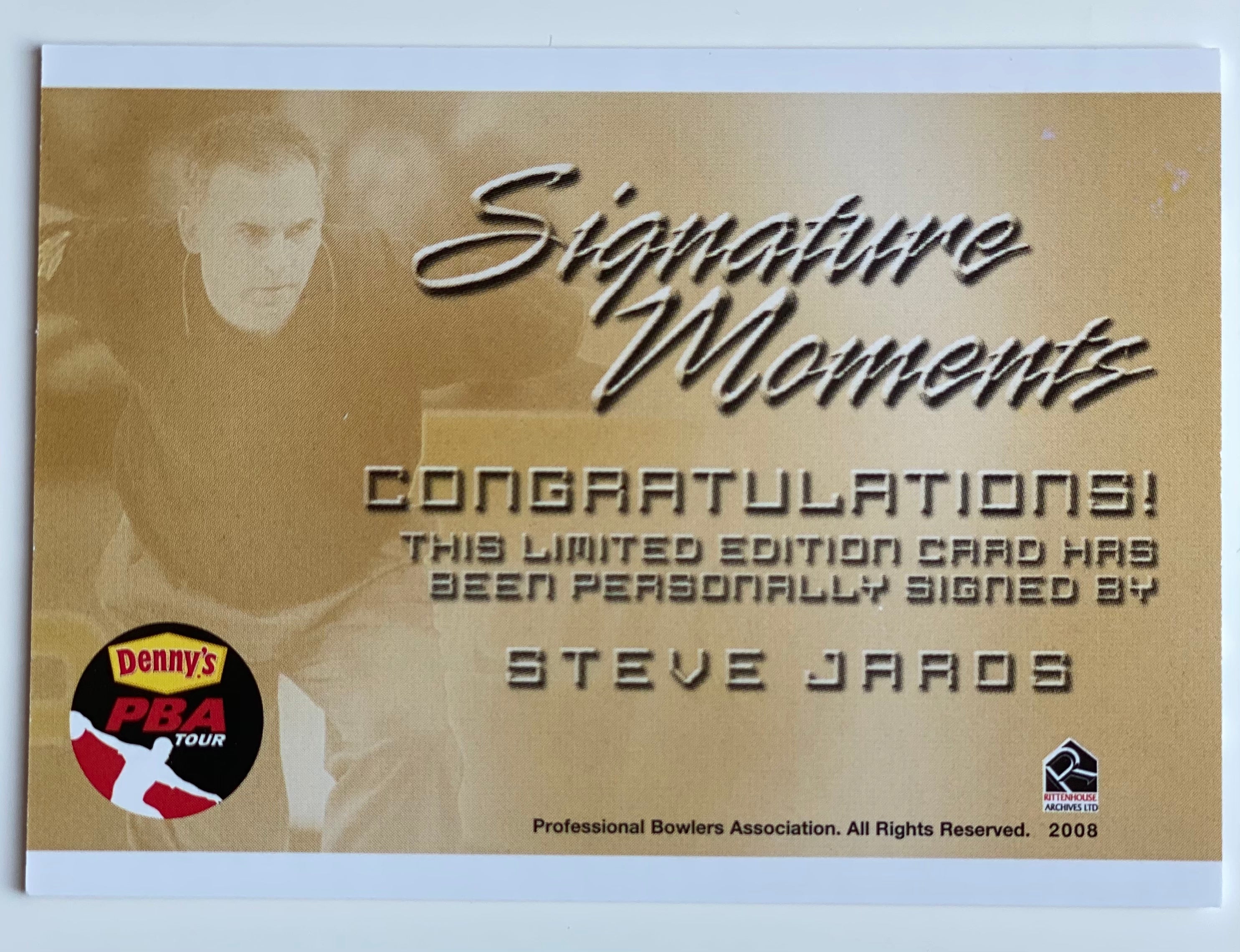 Steve Jaros 2008 Rittenhouse Signature Moments PBA Autographed Bowling Trading Card - Collectible Sports Memorabilia for Bowling Fans & Card Collectors