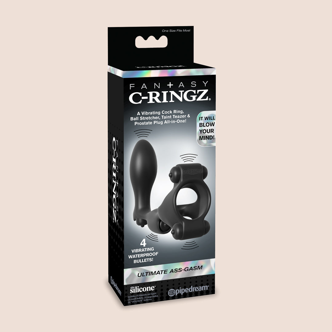 Fantasy C Ringz Ultimate Ass Gasm - Rechargeable Vibrating Butt Plug with C-Ring Stimulator for Couples | Powerful Dual Stimulation for Enhanced Pleasure | Perfect for Solo Play, Couples & BDSM Scenes
