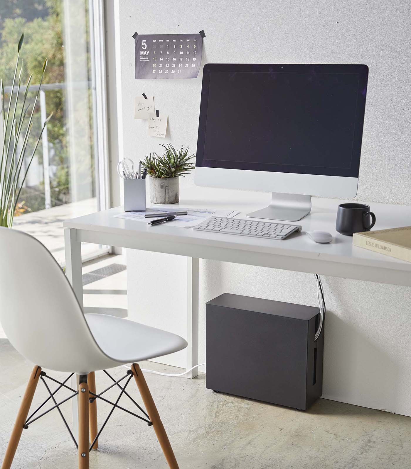 Steel Rolling Cable Management Box - Organize Wires & Cords for Home Office, TV Stand, and Entertainment Centers