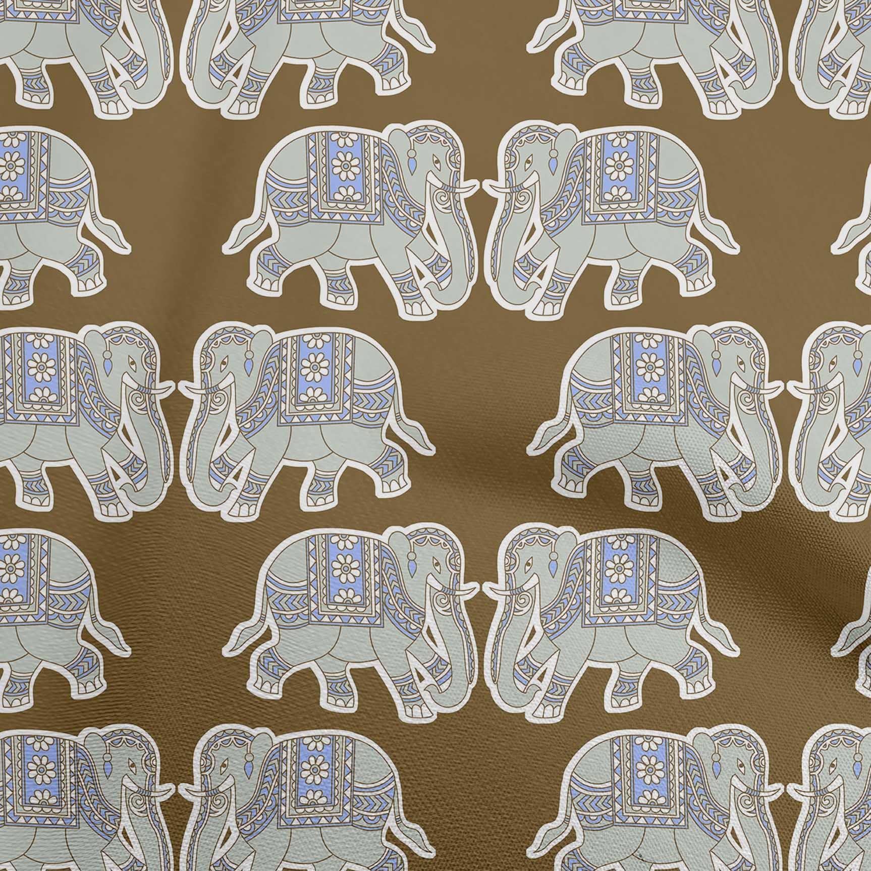 oneOone Viscose Chiffon Fabric - Tawny Brown Elephant Print - 42 Inch Wide for DIY Clothing & Sewing Projects | Perfect for Dresses, Scarves, and Home Decor