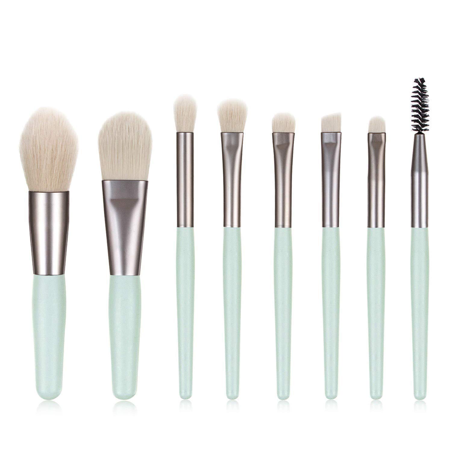CLUBBEAUTY 8-Piece Professional Makeup Brush Set with Travel Bag - Synthetic Bristle Wooden Handle Foundation Blush Eyeshadow Brushes - Perfect for Home Use, Travel & Professional Makeup Application