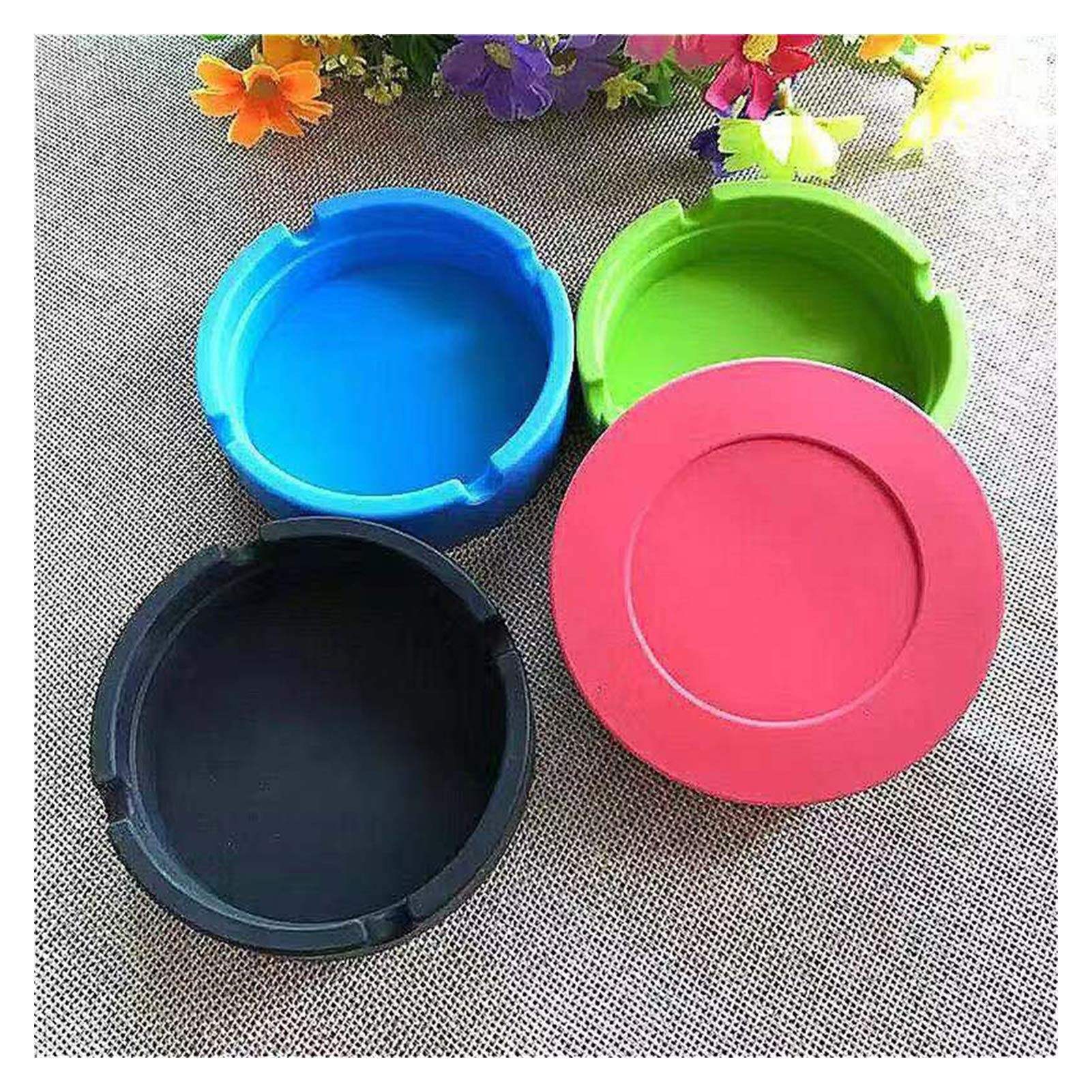 Heat-Resistant Silicone Ashtray - Soft Round Cigarette Holder & Ash Tray Plate (Blue) for Indoor/Outdoor Smoking Areas, Patio, and Travel Use