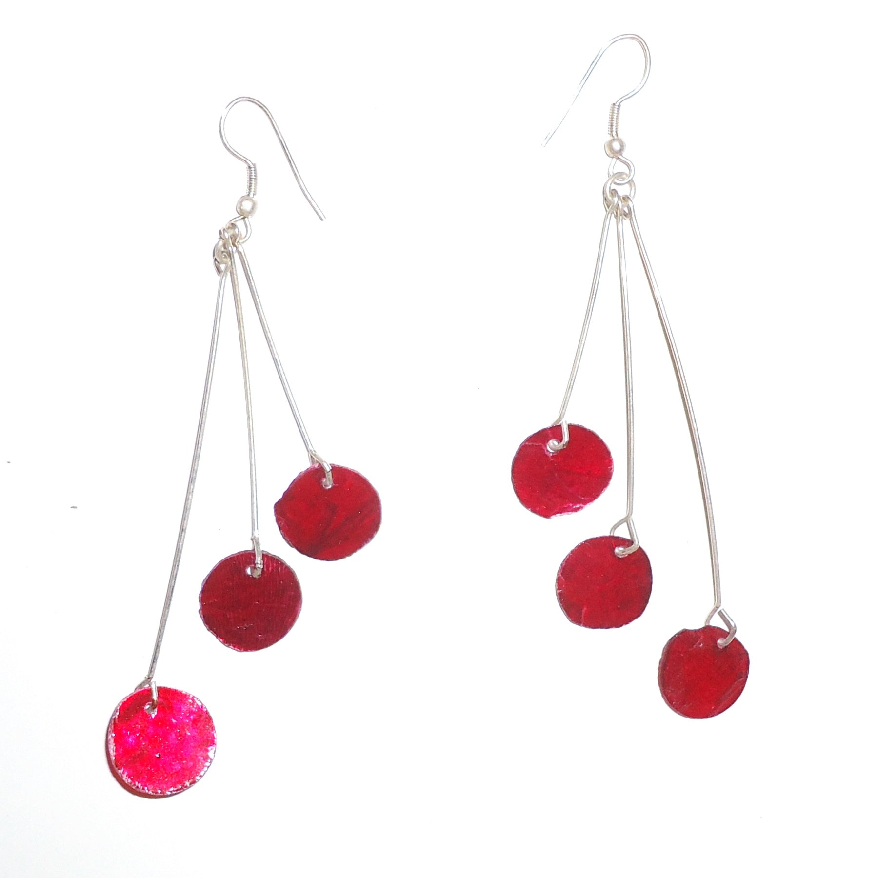 Handmade Capiz Shell Disc Earrings in Vibrant Red - Perfect for Boho Chic Outfits & Beach Weddings