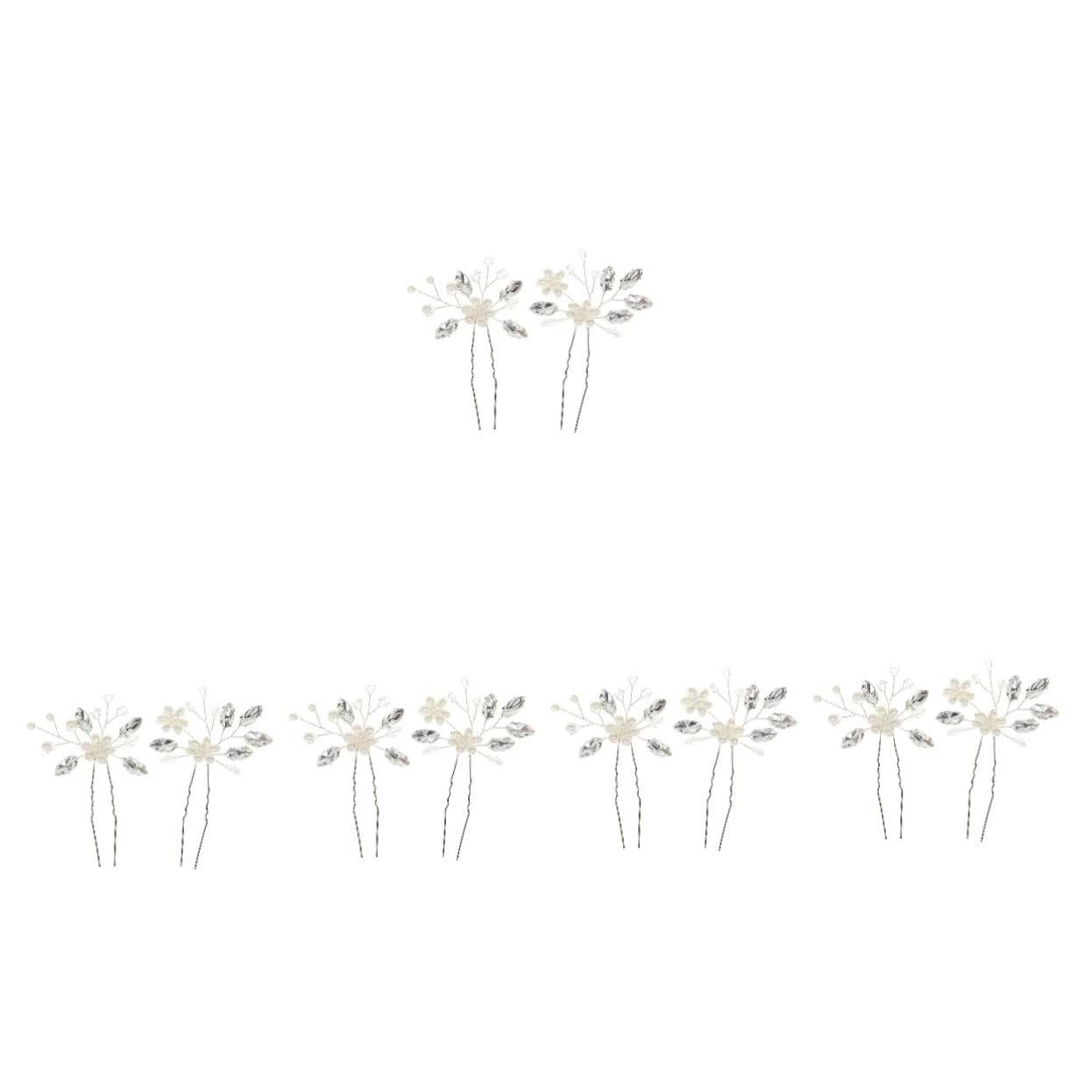 10 Pcs Rhinestone Pearl Floral Hair Forks - Elegant Wedding & Summer Hair Accessories for Women - Perfect for Bridal, Prom, and Special Occasions