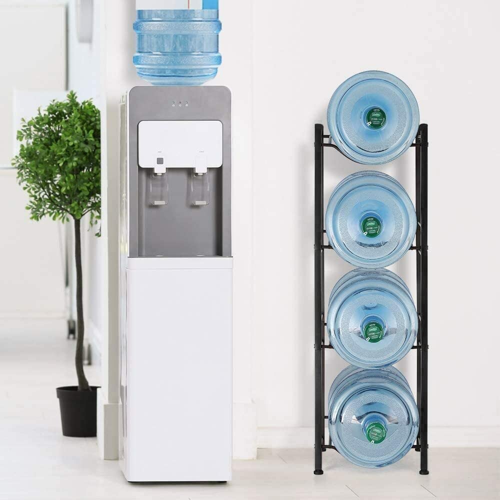 LIANTRAL 5 Gallon Water Cooler Jug Rack - 4-Tier Silver Water Bottle Storage Holder for Home & Office - Perfect for Water Dispensers, Pantry Organization, and Kitchen Storage