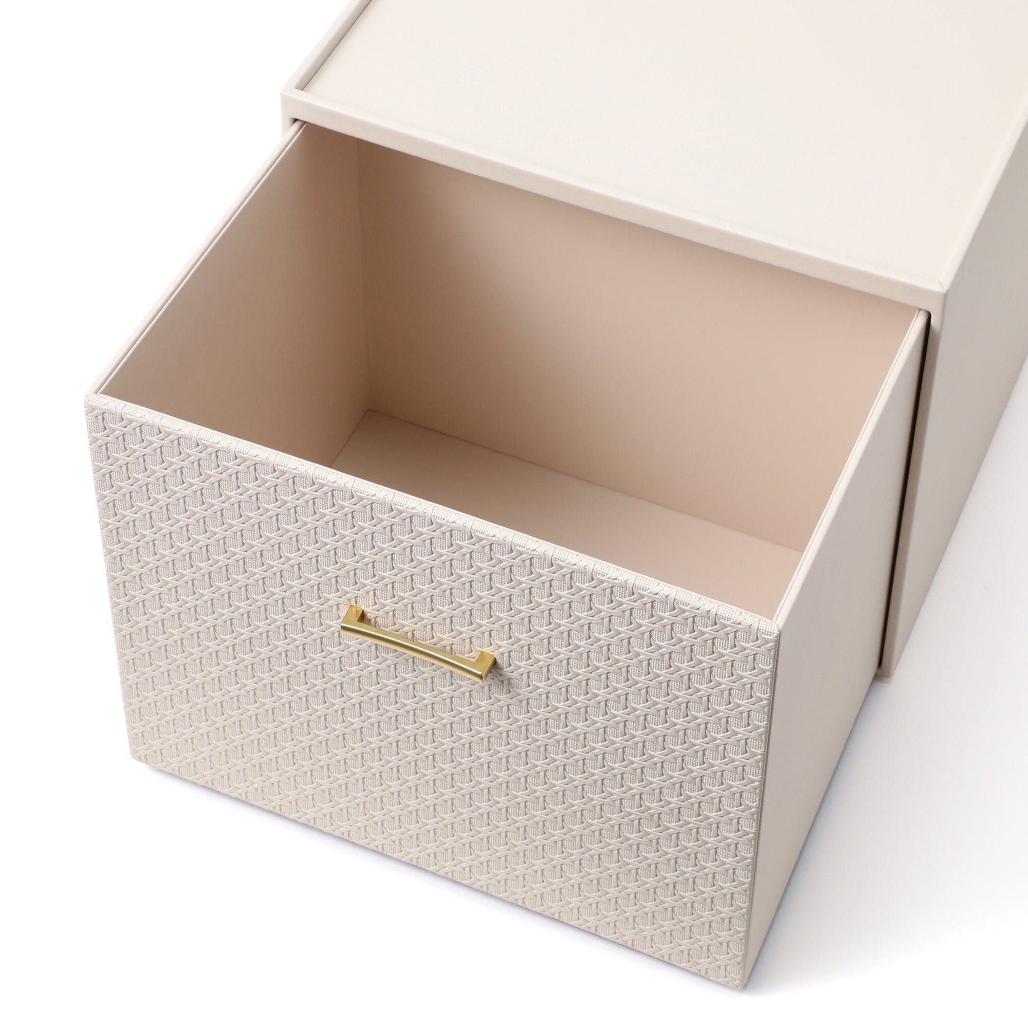 Embossed Stacking Drawer Organizer - Large Ivory Storage Box for Closet, Bathroom & Office Organization | Perfect for Jewelry, Makeup & Small Items