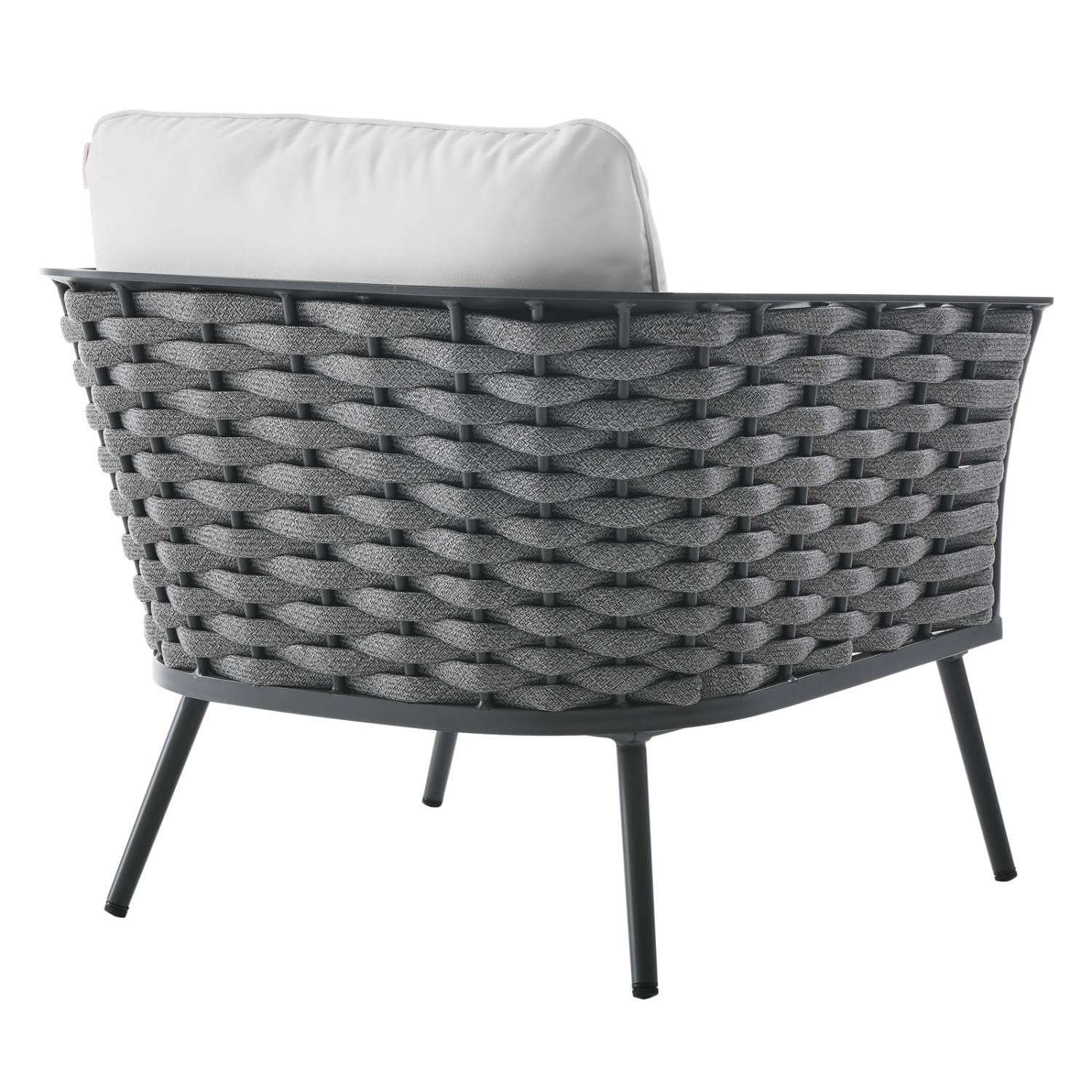 Modway EEI-3167-GRY-WHI-SET Outdoor Patio Sectional Sofa Set - Water-Resistant Gray & White Cushions - Perfect for Backyard, Poolside & Garden Relaxation