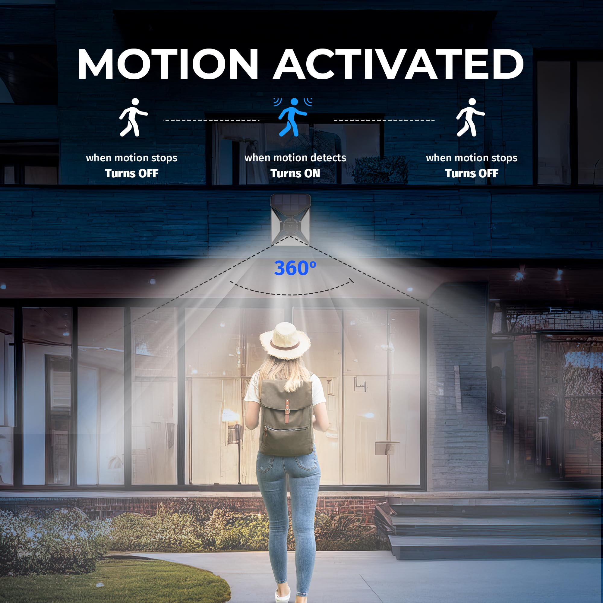 Bell+Howell Bionic Spotlight 500 Lumens Solar Motion Sensor Outdoor Lights - Waterproof Solar Security Flood Lights for Yard, Garden, Pathway (As Seen on TV) - Perfect for Home Safety and Nighttime Illumination