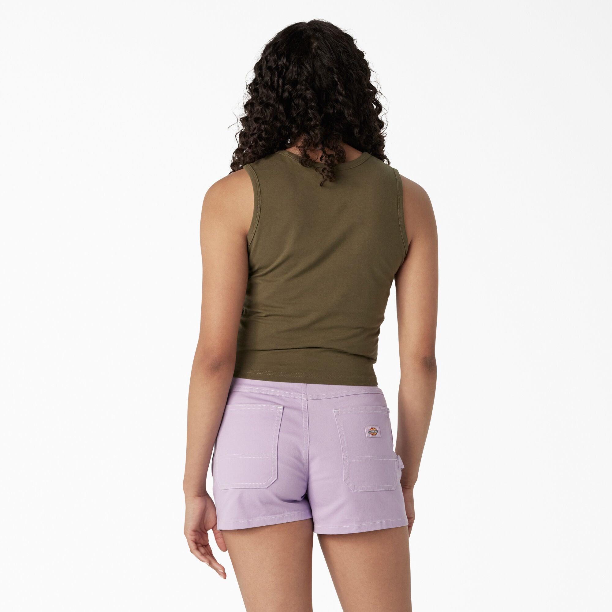 Women's Green Racerback Cropped Tank Top - Workout, Yoga & Summer Casual Wear