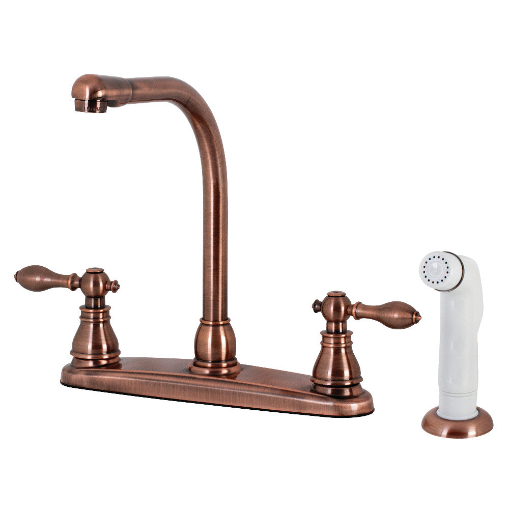 Kingston Brass KB715ACL American Classic Centerset Kitchen Faucet with Side Sprayer - High Arc Pull-Out Sprayer for Modern Kitchens | Perfect for Washing Dishes, Filling Pots & Cleaning Sinks