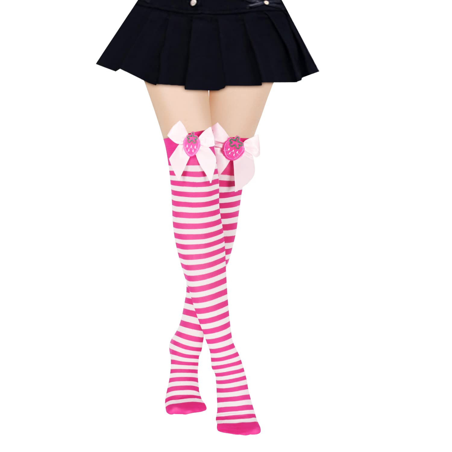 Benefeet Women's Thigh High Socks - Argyle Striped Over Knee Stockings for Party & Cosplay