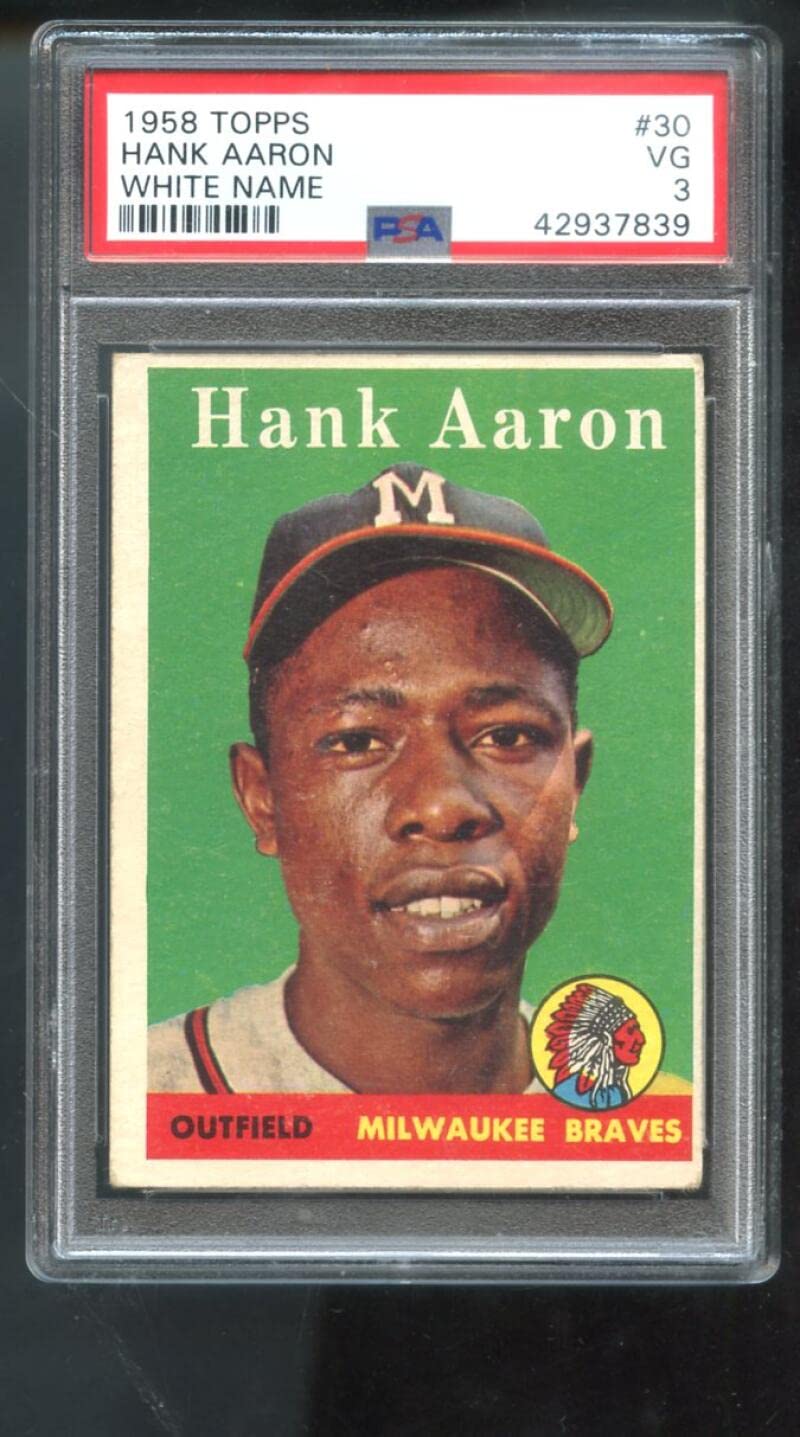 1958 Topps #30 Hank Aaron Milwaukee Braves PSA 3 Graded Baseball Card - MLB Vintage Collectible for Sports Memorabilia & Display Cases