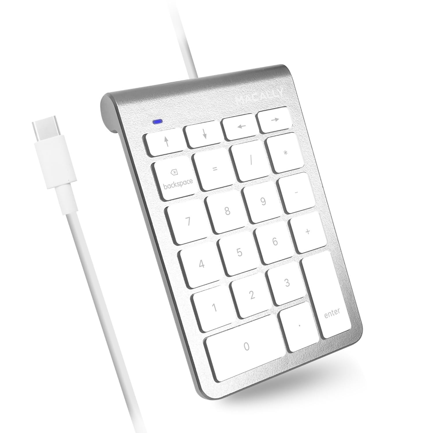 Macally Wired USB C Number Pad Keyboard - 10-Key Numeric Keypad for MacBook Pro/Air, iMac, Windows PC & iPad - USB-C Numpad with 5ft Cable for Office Work, Accounting & Data Entry