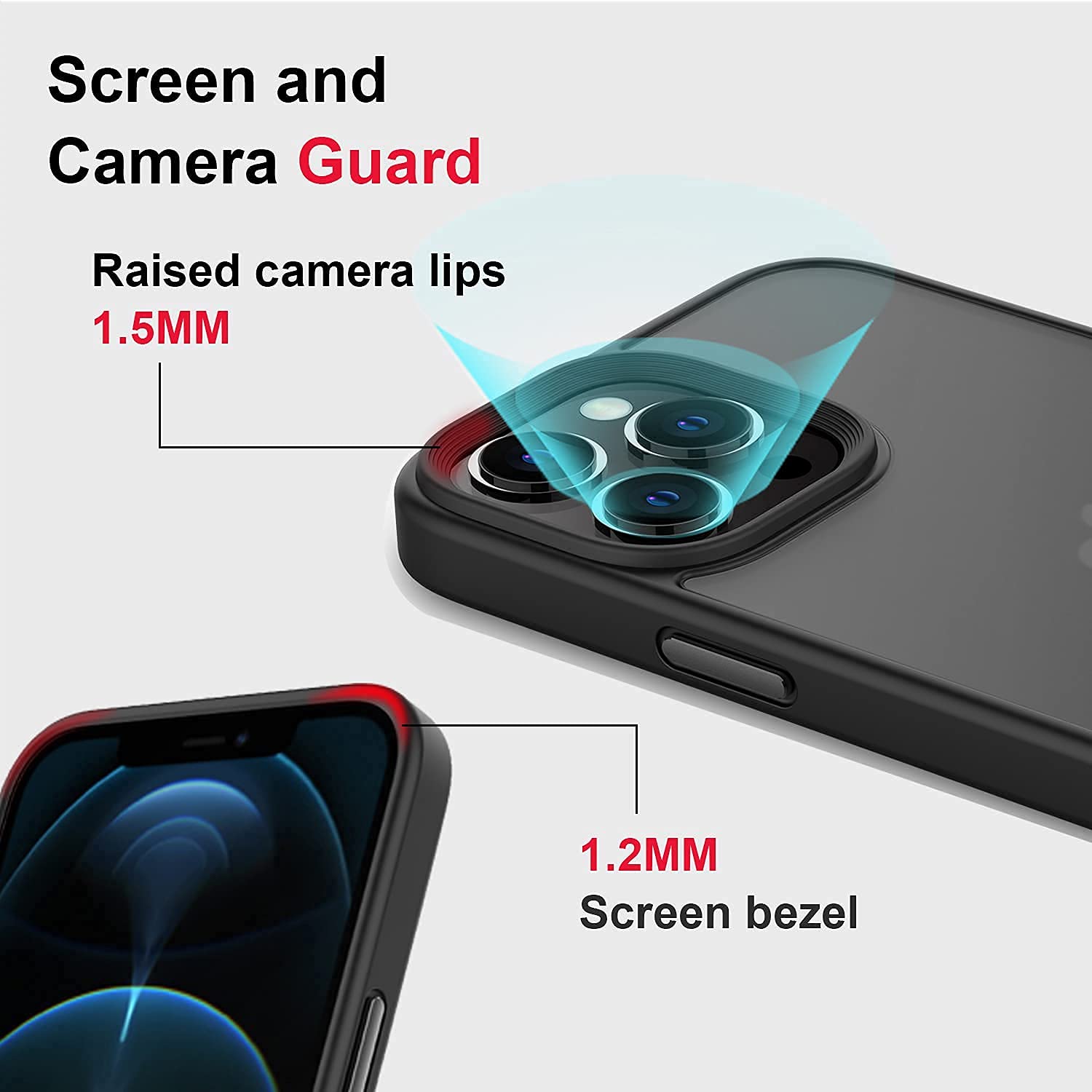 ELEPIK Shockproof Translucent Matte Case for iPhone 13 Pro Max (6.7 Inch) - Durable Drop Protection Phone Cover in Black | Perfect for Outdoor Activities, Work & Daily Use