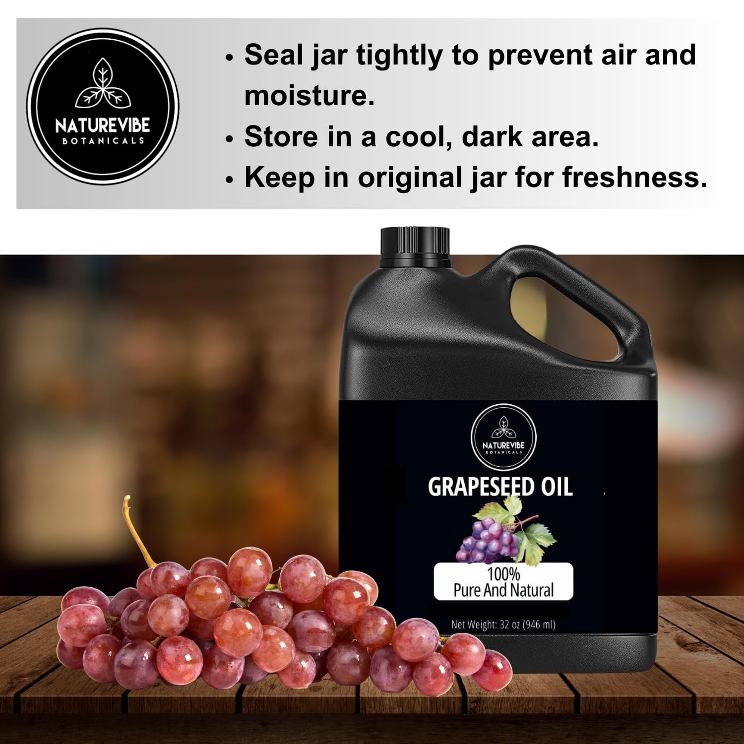 Naturevibe Botanicals Organic Grapeseed Oil & Aloe Vera Oil Combo - 32oz Each | Cold Pressed, Unrefined for Skin & Hair Care | Perfect for Massage, DIY Beauty Recipes & Aromatherapy